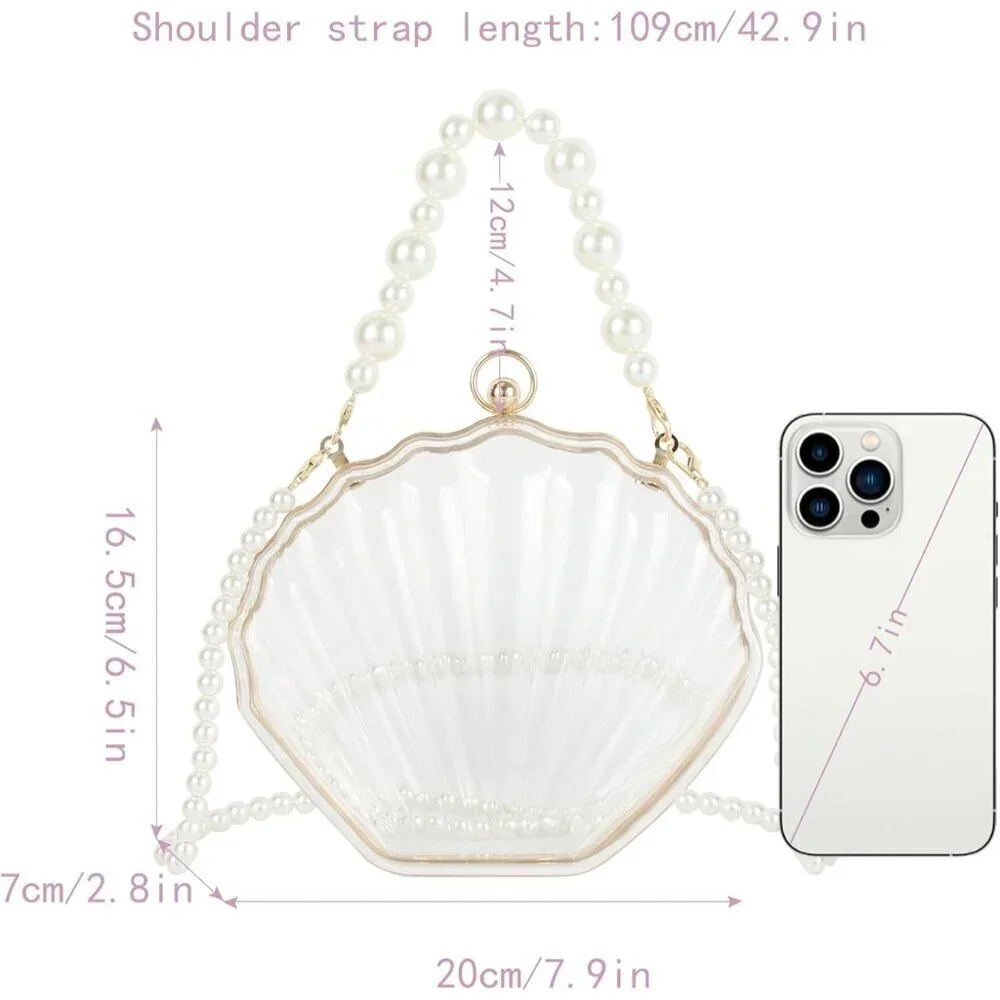 Women Seashell Clutch Acrylic Crossbody Evening Bag Top-Handle Gift
